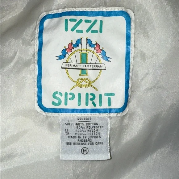 Vintage Izzy Spirit Windbreaker White w/ Stripes Sailing Jacket Women’s Size M - Picture 7 of 8